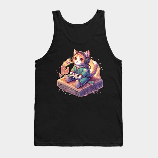 Gamer cat Tank Top by Cute&Brave